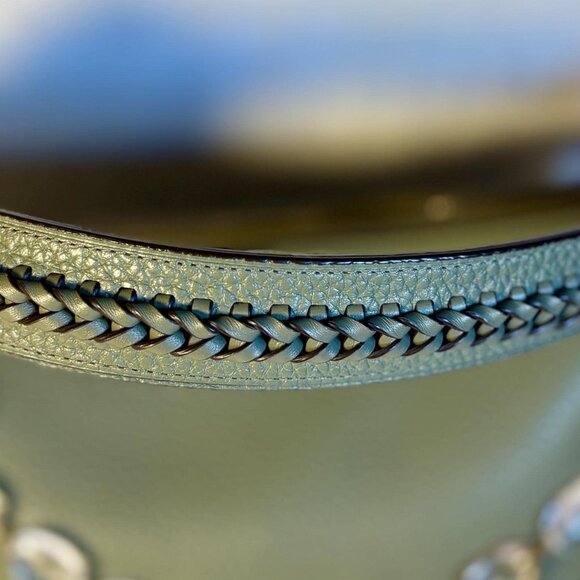 Coach Shay Shoulder Bag in Army Green Soft Leather with Chain, Charm and Scarf - Picture 11 of 12